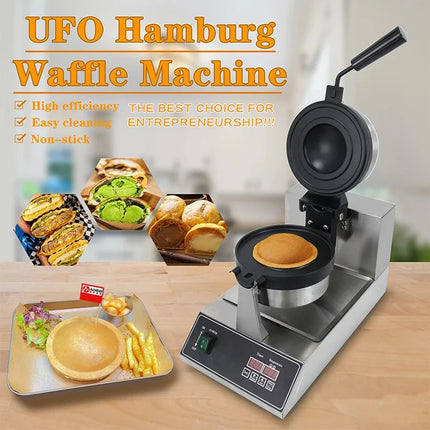 Commercial Hamburg Gelato Panini Press Machine Electric Ice Cream Waffles Ufo Burger Grill Flying Saucer Sandwich Press Maker
