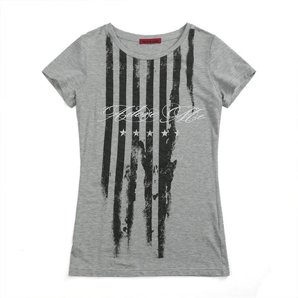 Karrcat Trashy Y2k Striped Letter Print T-shirt Grunge Aesthetics Short Sleeve Tee Shirt Vintage Punk Streetwear American Retro
