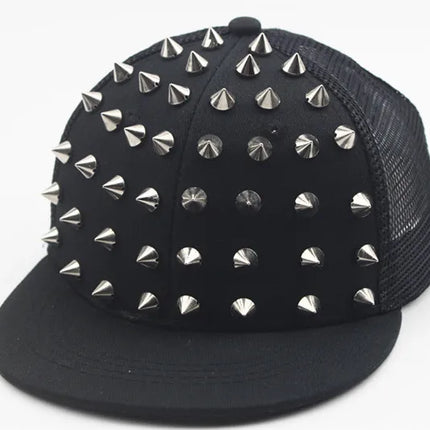 Men and Women's Rivet Flat Hat, Punk Rock, Hip Hop Stud Baseball Caps, Male, Female, Youth, Teenagers, Boys, Girls