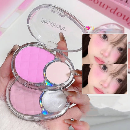 Whitening Shine Duo Blush Palette Velvet Mist Blusher Highlighter Palette Matte & Pearlescent Glitter Cheek Contour Shadow