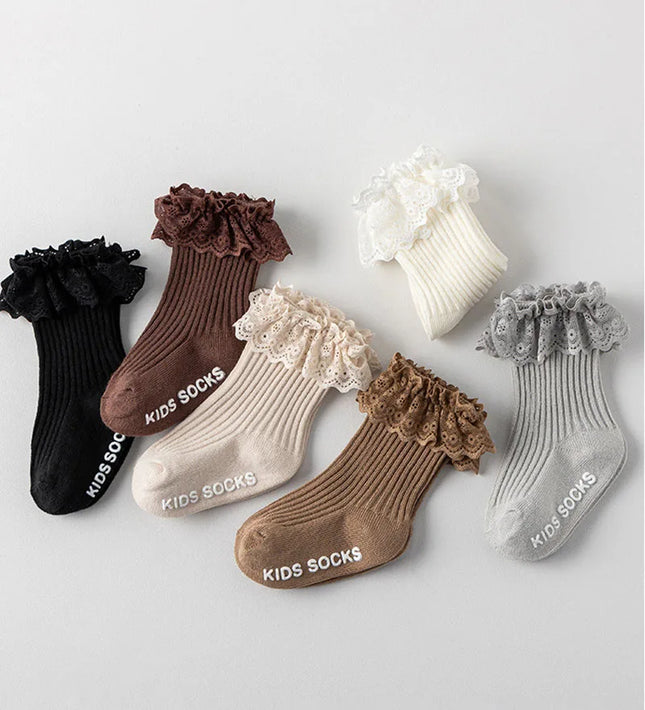 3 Pairs a Lot MILANCEL Spring Baby Knee-high Socks 0-5T Solid Color Toddler Girls In Tube Socks Thin Lace Children Non-slip Sock