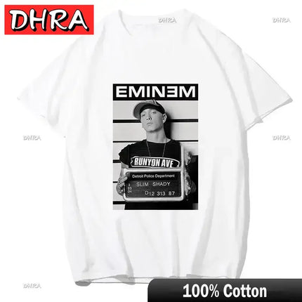 Summer Rapper Eminem Graphic Printed Tshirt Men Retro Cotton Hip-hop Fashion Casual T-shirt Women Cool Music Style Tops Clothing
