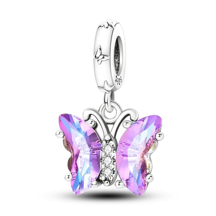 925 Sterling Silver Purple Series Butterfly Aries Gemini Safety Chains Fit Original Bracelet DIY Jewelry Making Gift For Women