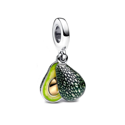 Exquisite 925 Sterling Silver Golden Heart&Robot&Badge Three in One&Avocado Pendant Fit Brand Bracelet Neutral Style Jewelry