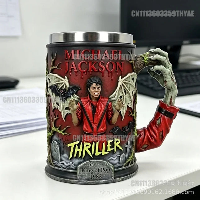 2026 Michael Jackson Beat It commemorative mug 3D relief stainless steel inner liner mug