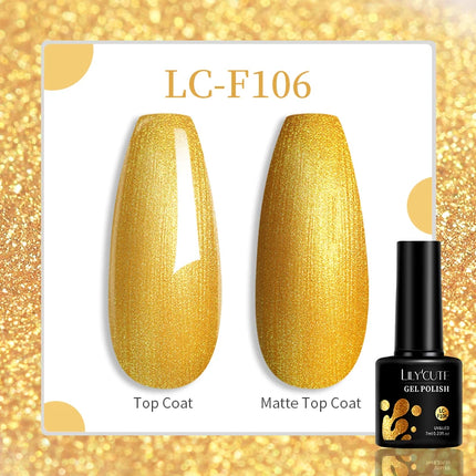 LILYCUTE 7ML Glitter Gel Nail Polish Sparkling Semi Permanent UV Gel Colorful Shinning Gel Varnish Nail Art Soak Off UV LED Gel