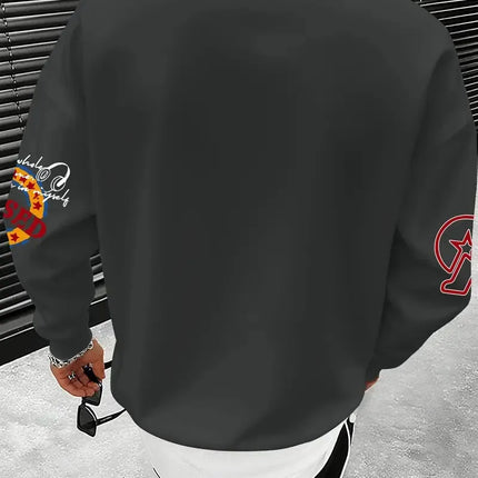 The new men's round-neck sweatshirt for Spring and Autumn 2025 features a casual and fashionable 3D letter pattern print