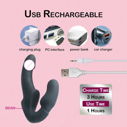 Strapless Strap-on Dildos Vibrator with Remote Control for Women Lesbian Couples G Spot Sex Toys With Clitoris Stimulator