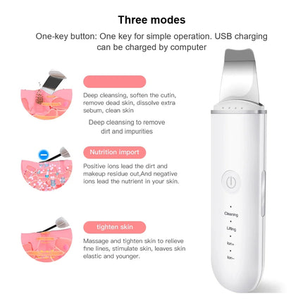 Ultrasonic Skin Scrubber Vibration Face Spatula Blackhead Remover Shovel Clean Cavitation Peeling Facial Lifting skin care Tools