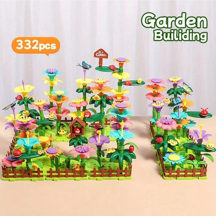 Flower Garden Building Toys, Educational STEM Toy And Garden Play Set, Flower Stacking Toys