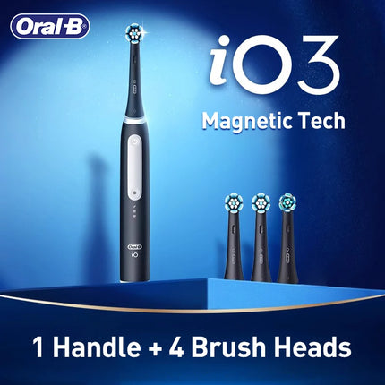 Oral-B iO3 Electric Toothbrush Black 1 Handle+Charger+4 Replacement Heads