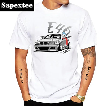 E30 E28 E36 Low Style Skull Driver T-Shirt New Summer Men Short Sleeve E90 Sport Car Design Boy Casual Tops Adventur White Tees