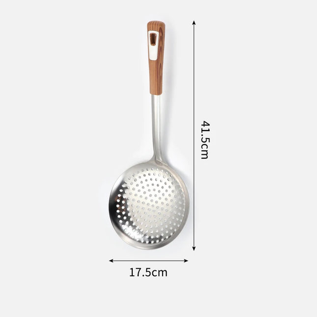 Thickened Stainless Steel Colander Filter Spoon Multifunctional Oval Oil Skimmer Scoop Long Handle Ramen Scoop Kitchen Utensils