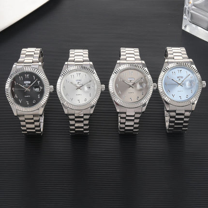 Fashion Sports Watches Men Business Stainless Steel Watchband Calendar Week Display Reloj Masculino Leisure Clock WristWatch