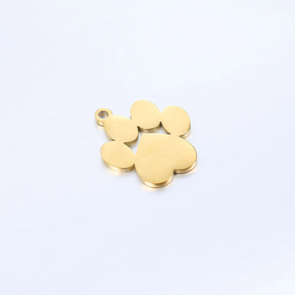 20pcs/lot Pet Dog Paw DIY Charms Wholesale Mirror Polish Stainless Steel Pendant Connectors Charm For Jewelry Making