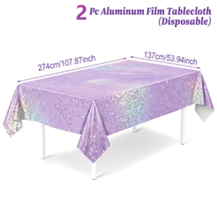 Purple Laser Disposale Tablecloth Happy Birthday Party Decoration Wedding Party Aluminum Film Table Cover Baby Shower Supplies