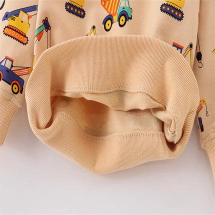 Boys Long Sleeve Hooded Sweatshirts Cars Print Autumn Spring Kids Sport Shirts 2-7T All Print Baby Children's Clothing