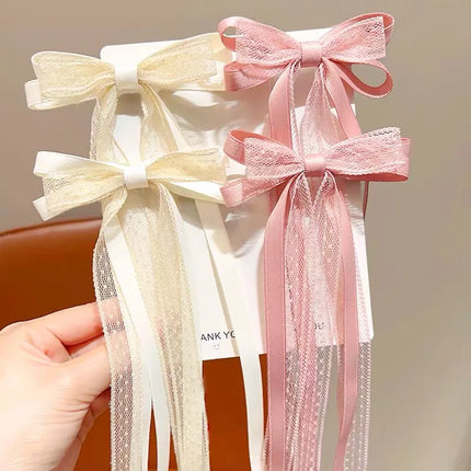 Fashion Bow Ribbon Hair Clips For Women Girls Lace Hairpins Barrettes Set Korean Bow Clips Party Hair Accessories Headwear Gifts
