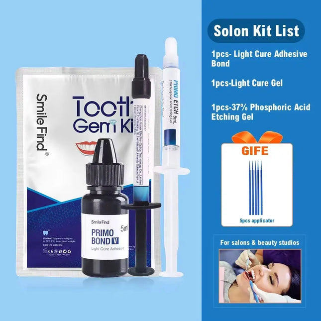 Diy Tooth Gem Kit Diamond Glue Set Jewelry Crystal Teeth Decorations Bonding Agent Etching Gel Light Cure Orthodontic Adhesive