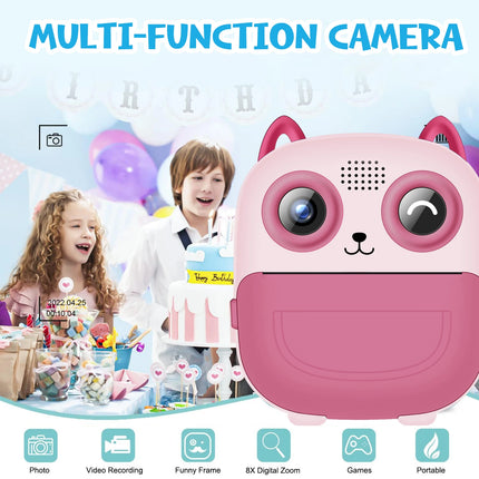 Kids Camera Instant Print Photo, Portable Thermal Printing Camera Toy with HD Digital Video, for 3-12 Years Old Boys Girls