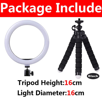 Video Light 26cm Selfie LED Ring Light Dimmable Round Ring Fill Lamp With Stand Tripods Rim Of Light For Tiktok Makeup Ringlight
