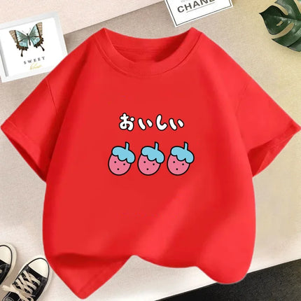 Smile Print Cotton T-Shirt for Girls Casual O Neck Short-Sleeve Kids Fashion Summer T-Shirts Tops Baby Tees Child Clothes