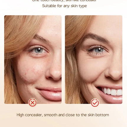 Full Coverage Liquid Concealer Waterproof Foundation Makeup Base Long Lasting Cream for Dark Circles Acne Natural Matte