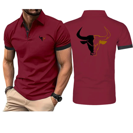 Sports Bull Pattern Fashion 2025 New Men's Summer Solid Color Short Sleeve High Quality Classic Slim Fit Polo Shirt Tops