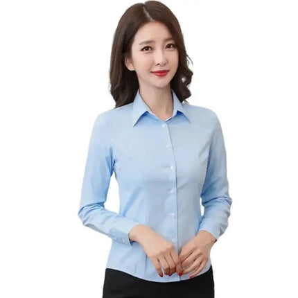 Summer White Short Sleeve Women's Professional Work Shirt Loose Fit Korean Style Plus Size OL Interview Top Button-Up Shirt