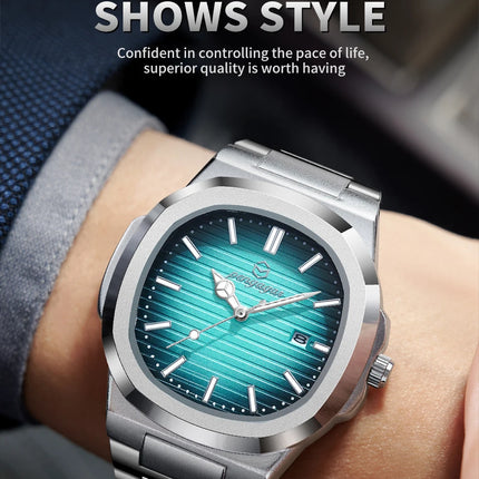 2025 New Luxury Military Man Watch Square Waterproof Luminous Date Week Men Watch Stainless Steel Quartz Men's Watches Reloj+box