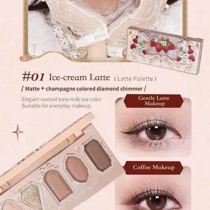 Flower Knows black Swan Ballet Eyeshadow Palette Matte Fine Shimmer Pearl Face Palette 6 Colour Glitter Eye Shadow