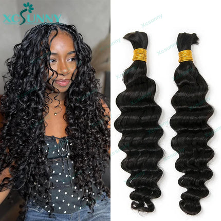 Loose Deep Wave Bulk Braiding Hair Extensions Unprocessed Bulk Human Hair For Boho Braids Wholesale Natural Color 4 30 27