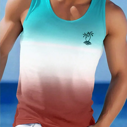 Summer Daily Casual Men's Sleeveless T-shirt Hawaiian Men's Tank Top Outdoor Beach Men's Tank Top Street Fashion Men's Tank Top
