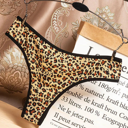 Summer Thin Breathable Women's Low-Waist Seamless Pure Desire Wild Leopard Print Panties