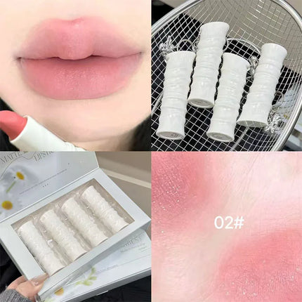 QIBEST New Exquisite Symphony Matte Lipstick Matte Soft Mist Korean Cosmetics Light Color Colorful Lasting Shiny Lipstick Makeup