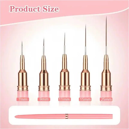 5pcs Nail Art Liner Brush Set UV Gel Nail Brushes Kits French Stripe Line Painting Drawing Flower Pen Professional Manicure Tool
