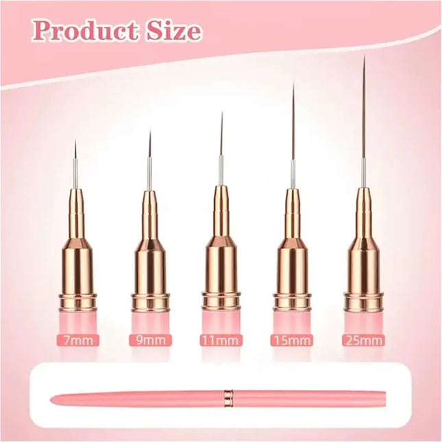 5pcs Nail Art Liner Brush Set UV Gel Nail Brushes Kits French Stripe Line Painting Drawing Flower Pen Professional Manicure Tool