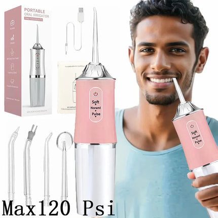 Portable Cordless Dental Water Irrigator Flosser Waterproof Travel Rechargeable 4 Modes Ipx7 Oral Teeth Irrigador Irrigation