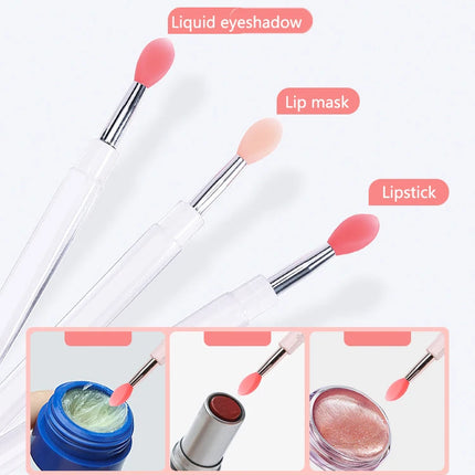 1/3/10pcs Portable Silicone Lip Brush with Cover Soft Multifunction Lip Balm Applicator Lipstick Lipgloss Makeup Brush Reusable
