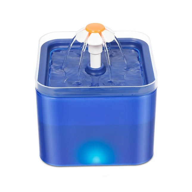 2L Automatic Cat Water Fountain with LED Nightlight, USB Powered Quiet Pump with Filter for Cats and Small Dogs