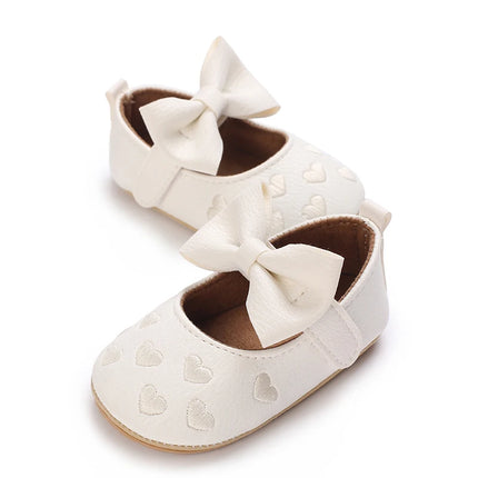 Spring and Autumn Embroidered Peach Heart Step Bow-knot Baby Shoes 0-1 Year Old Hand held Male and Female Baby Soft Bottom