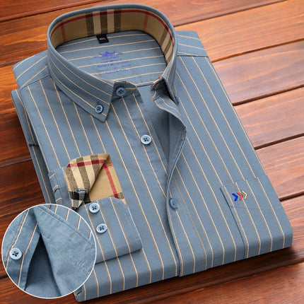 New in Shirt 100%Cotton Oxford Long-Sleeve Shirts for Men Slim Fit Formal Plain Shirt High Quality Plaid Soft Office Clothes