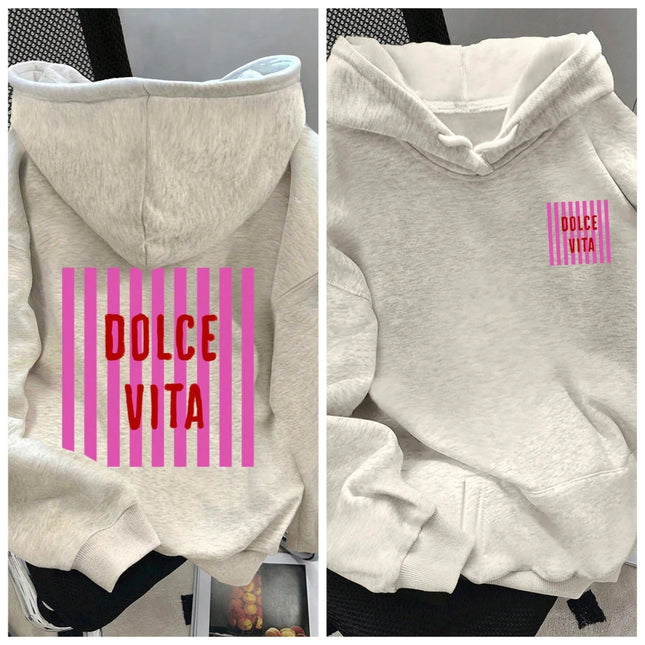 Womens Cotton Hoodie Light Gray Loose Fit Autumn Winter Warmth Casual Streetwear Front Small Star Back Large Star Pattern