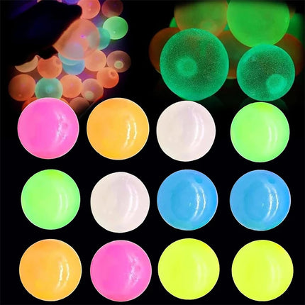 5/10Pcs Luminous Sticky Squeeze Balls Glow In Dark Wall Toss Toy Stress Relief Sensory Ornament