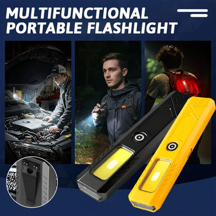 Mini Portable Rechargeable LED Torch Light, Waterproof Outdoor Work Pocket Flashlight with Magnetic Grip, Compact LED Flashlight
