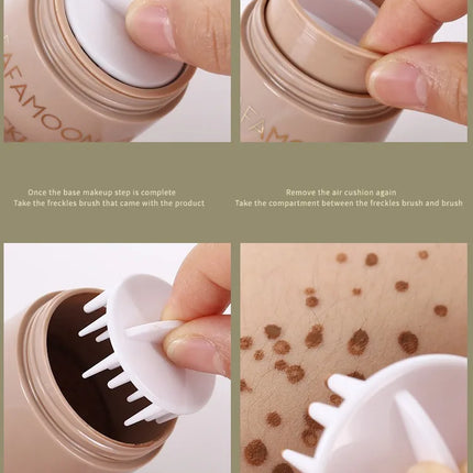 Gold Brown Natural Freckles Stamp Air Cushion Kit Simulation Fake Spot Freckle Liquid Powder Waterproof Long Lasting Makeup