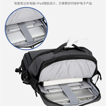 Fashion Expandable USB Laptop Waterproof Backpack Men Business School Backpack  Large Capacity Travel Backpack