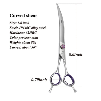 Fenice JP440C 7/8 Inch Professional Pet Dogs Grooming Scissors Straight Curved Thinning Chunker Shear Scissors Set For Dogs