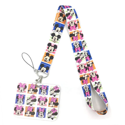 Mickey mouse Neck Keychain Necklace Webbings Ribbons Anime Cartoon Neck Strap Lanyard ID badge Holder Keychain Lanyards kids