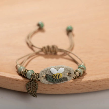 Forest Series Plant hand-kneaded Ceramic Adjustable DIY Bracelet For Women Gift Jewelry Wholesale #CZ501